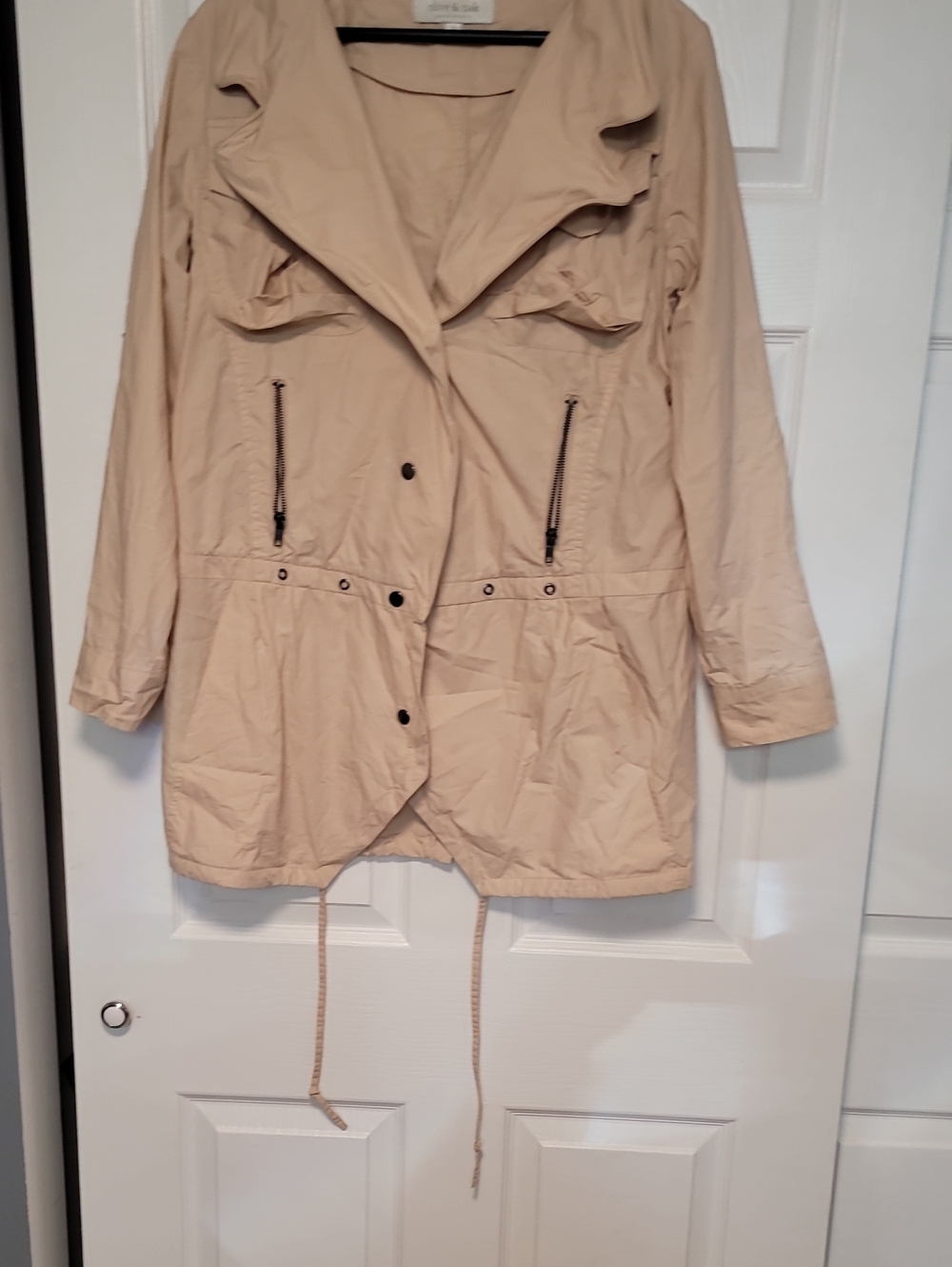 Olive & Oak Lightweight Beige Utility Jacket with Drawcord Waist
